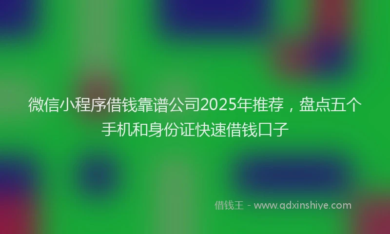 微信小程序借钱靠谱公司2025年推荐，盘点五个手机和身份证快速借钱口子
