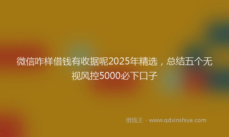 微信咋样借钱有收据呢2025年精选，总结五个无视风控5000必下口子