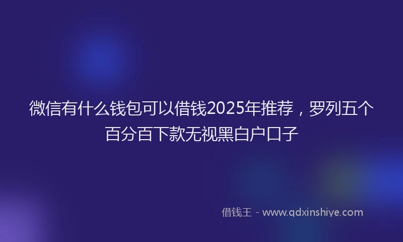 微信有什么钱包可以借钱2025年推荐，罗列五个百分百下款无视黑白户口子