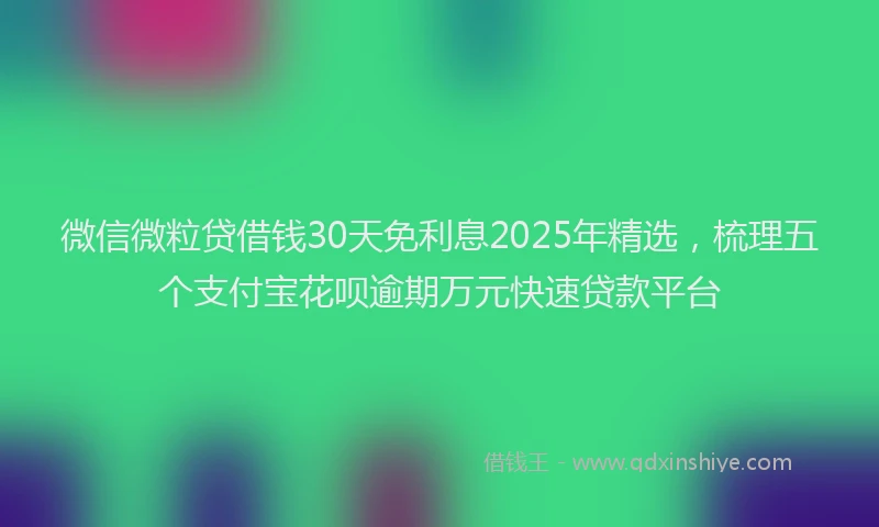 微信微粒贷借钱30天免利息2025年精选，梳理五个支付宝花呗逾期万元快速贷款平台