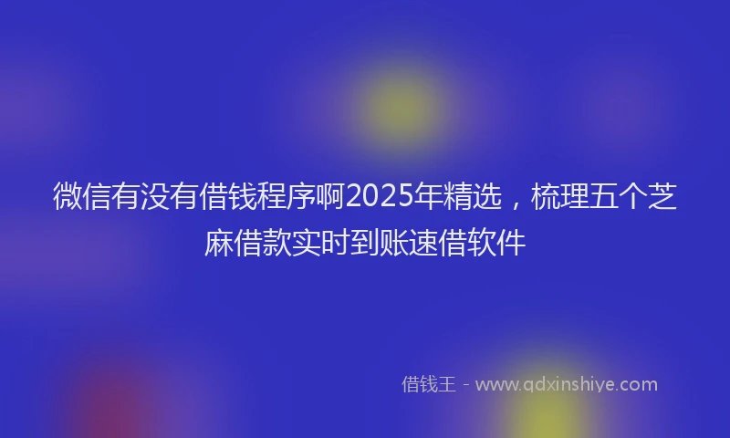 微信有没有借钱程序啊2025年精选，梳理五个芝麻借款实时到账速借软件