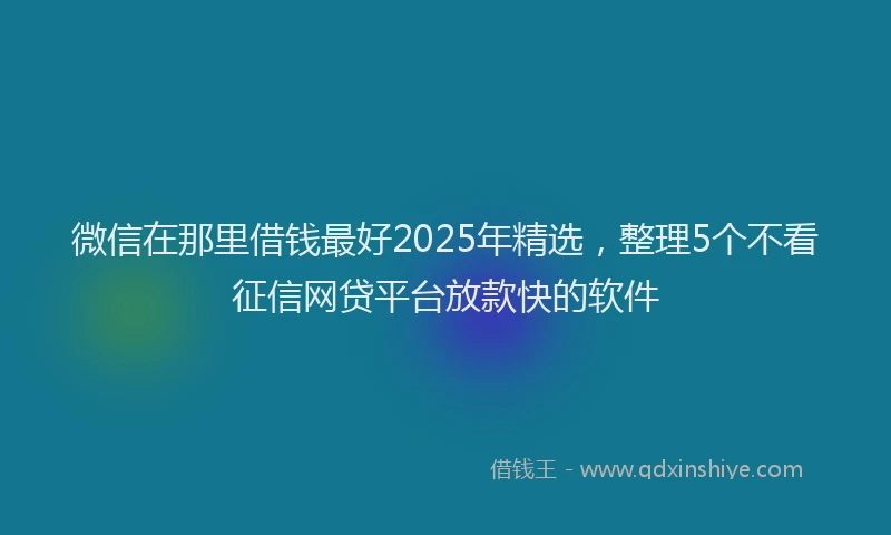 微信在那里借钱最好2025年精选，整理5个不看征信网贷平台放款快的软件