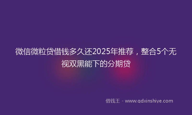 微信微粒贷借钱多久还2025年推荐，整合5个无视双黑能下的分期贷