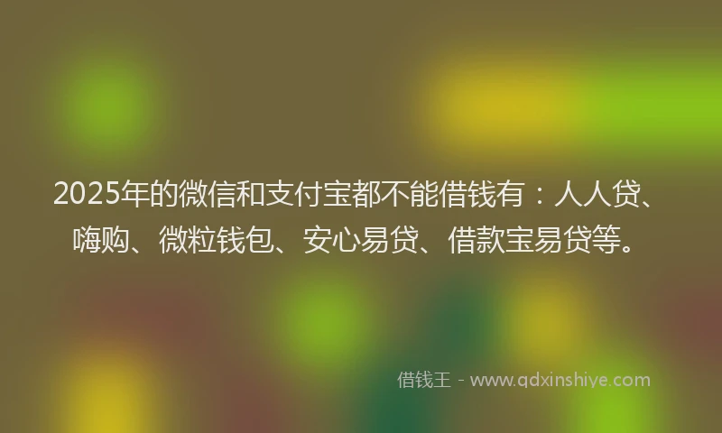 2025年的微信和支付宝都不能借钱有：人人贷、嗨购、微粒钱包、安心易贷、借款宝易贷等。