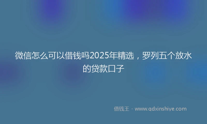 微信怎么可以借钱吗2025年精选，罗列五个放水的贷款口子