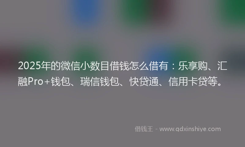 2025年的微信小数目借钱怎么借有：乐享购、汇融Pro+钱包、瑞信钱包、快贷通、信用卡贷等。