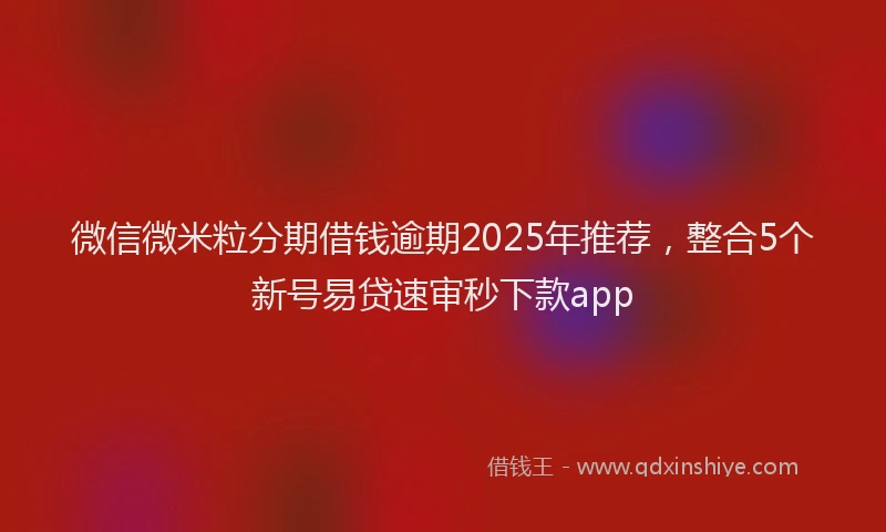 微信微米粒分期借钱逾期2025年推荐，整合5个新号易贷速审秒下款app