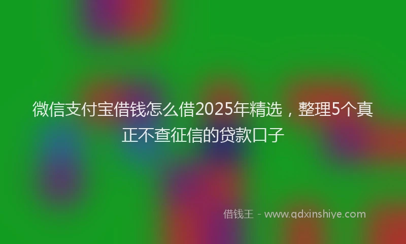 微信支付宝借钱怎么借2025年精选，整理5个真正不查征信的贷款口子