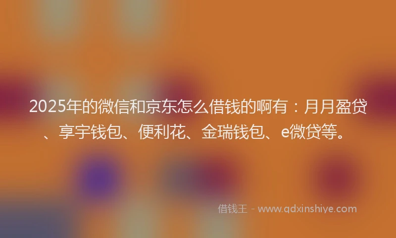 2025年的微信和京东怎么借钱的啊有：月月盈贷、享宇钱包、便利花、金瑞钱包、e微贷等。