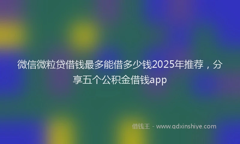 微信微粒贷借钱最多能借多少钱2025年推荐，分享五个公积金借钱app