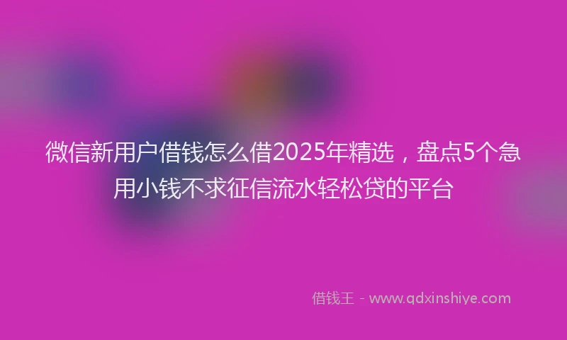 微信新用户借钱怎么借2025年精选，盘点5个急用小钱不求征信流水轻松贷的平台
