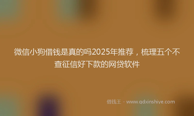 微信小狗借钱是真的吗2025年推荐，梳理五个不查征信好下款的网贷软件