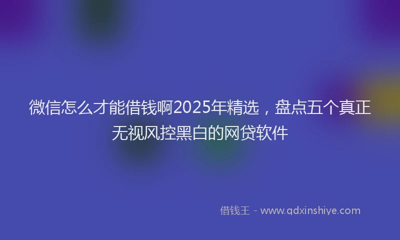 微信怎么才能借钱啊2025年精选，盘点五个真正无视风控黑白的网贷软件