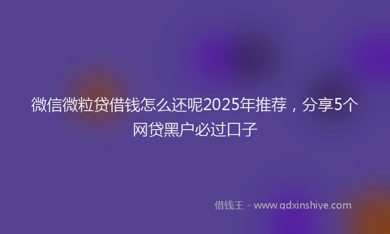 微信微粒贷借钱怎么还呢2025年推荐，分享5个网贷黑户必过口子