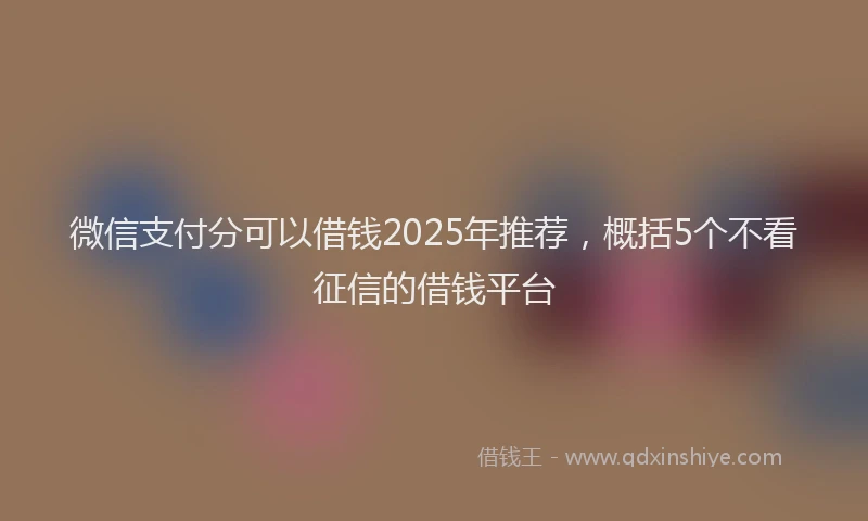 微信支付分可以借钱2025年推荐，概括5个不看征信的借钱平台