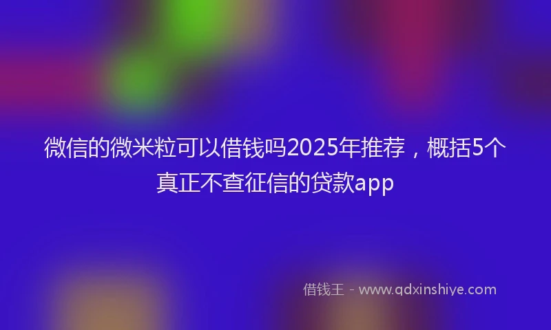微信的微米粒可以借钱吗2025年推荐，概括5个真正不查征信的贷款app