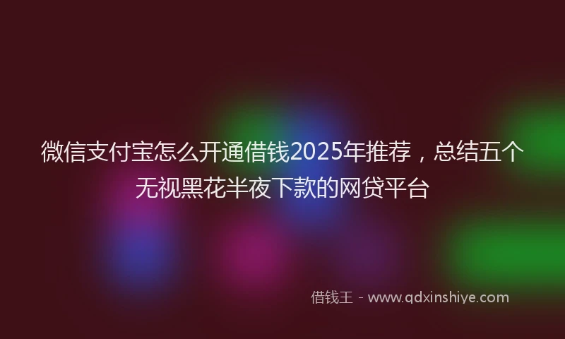 微信支付宝怎么开通借钱2025年推荐，总结五个无视黑花半夜下款的网贷平台
