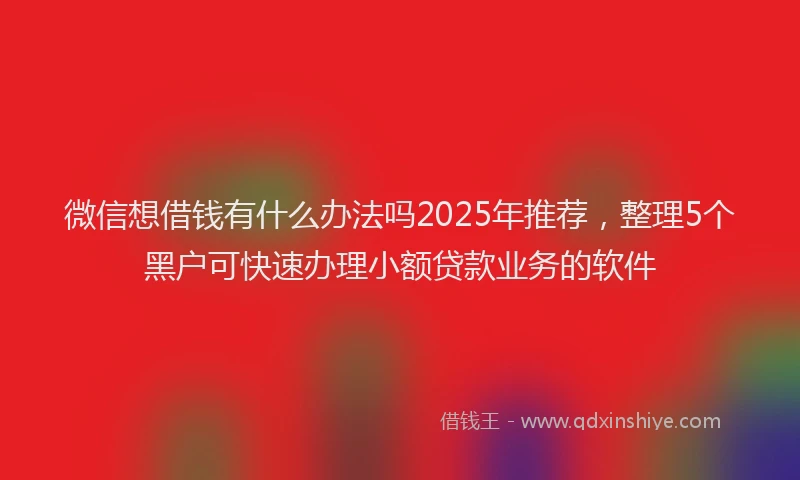 微信想借钱有什么办法吗2025年推荐，整理5个黑户可快速办理小额贷款业务的软件