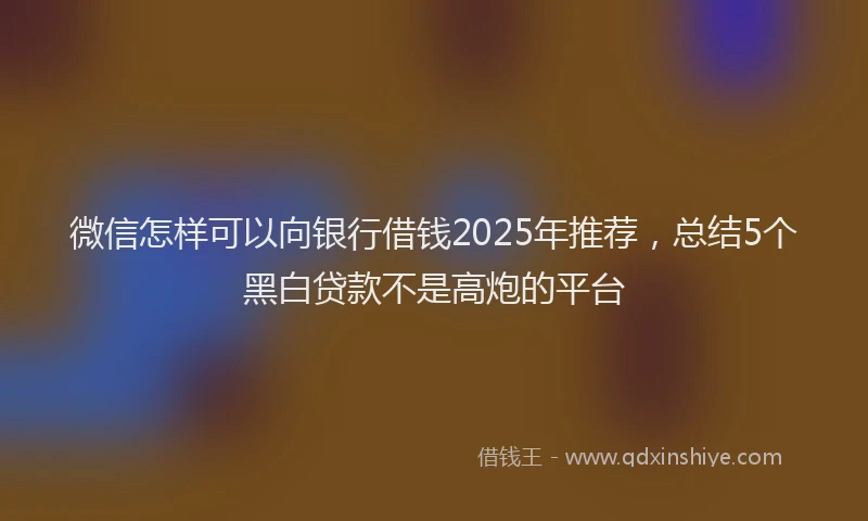 微信怎样可以向银行借钱2025年推荐，总结5个黑白贷款不是高炮的平台