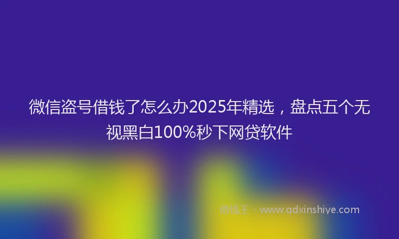 微信盗号借钱了怎么办2025年精选，盘点五个无视黑白100%秒下网贷软件