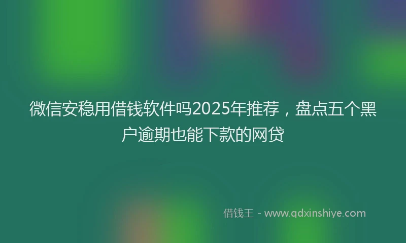 微信安稳用借钱软件吗2025年推荐，盘点五个黑户逾期也能下款的网贷