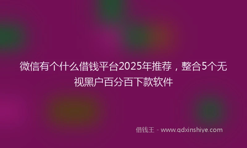 微信有个什么借钱平台2025年推荐，整合5个无视黑户百分百下款软件