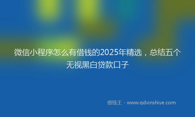 微信小程序怎么有借钱的2025年精选，总结五个无视黑白贷款口子
