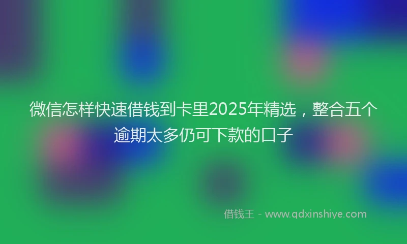 微信怎样快速借钱到卡里2025年精选，整合五个逾期太多仍可下款的口子