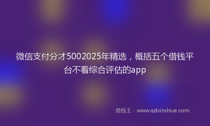 微信支付分才5002025年精选，概括五个借钱平台不看综合评估的app
