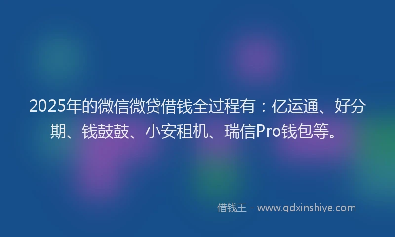 2025年的微信微贷借钱全过程有：亿运通、好分期、钱鼓鼓、小安租机、瑞信Pro钱包等。