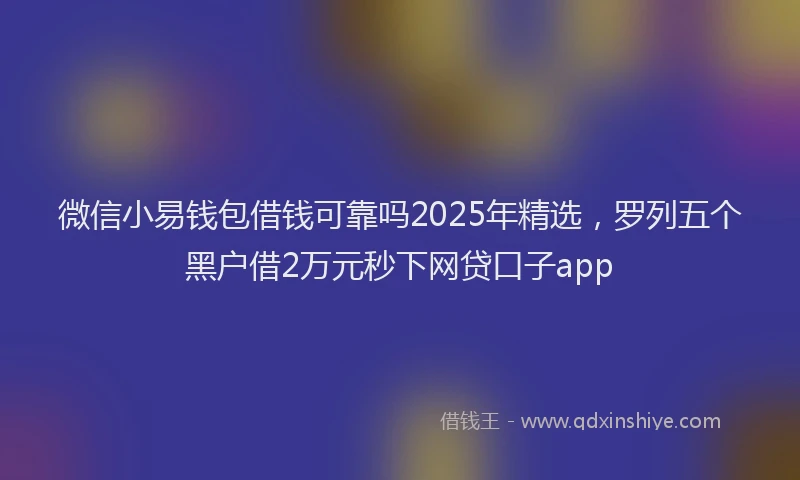 微信小易钱包借钱可靠吗2025年精选，罗列五个黑户借2万元秒下网贷口子app