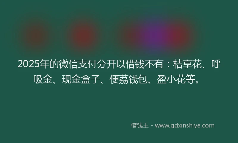 2025年的微信支付分开以借钱不有：桔享花、呼吸金、现金盒子、便荔钱包、盈小花等。
