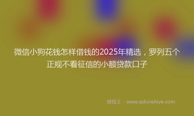 微信小狗花钱怎样借钱的2025年精选，罗列五个正规不看征信的小额贷款口子