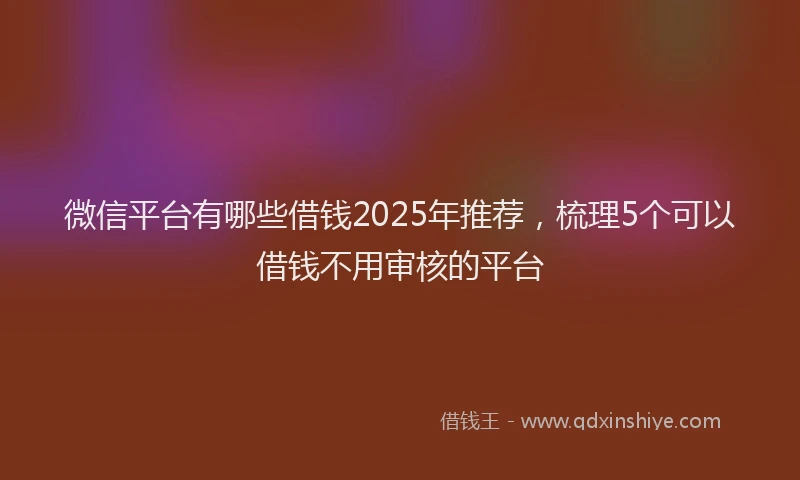 微信平台有哪些借钱2025年推荐，梳理5个可以借钱不用审核的平台