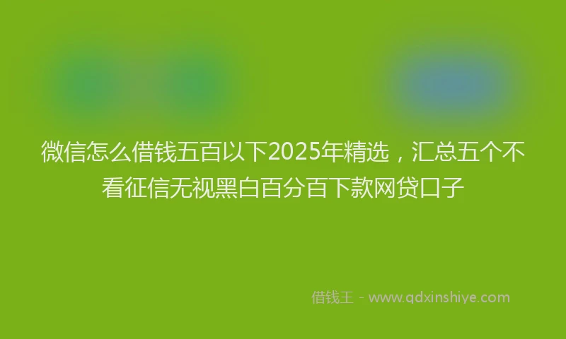 微信怎么借钱五百以下2025年精选，汇总五个不看征信无视黑白百分百下款网贷口子