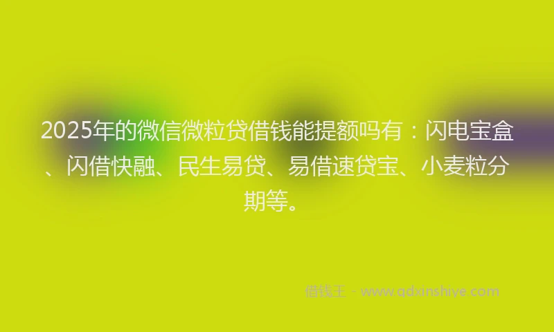 2025年的微信微粒贷借钱能提额吗有：闪电宝盒、闪借快融、民生易贷、易借速贷宝、小麦粒分期等。