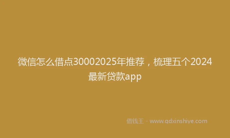 微信怎么借点30002025年推荐，梳理五个2024最新贷款app