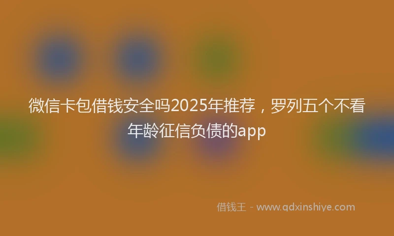 微信卡包借钱安全吗2025年推荐，罗列五个不看年龄征信负债的app