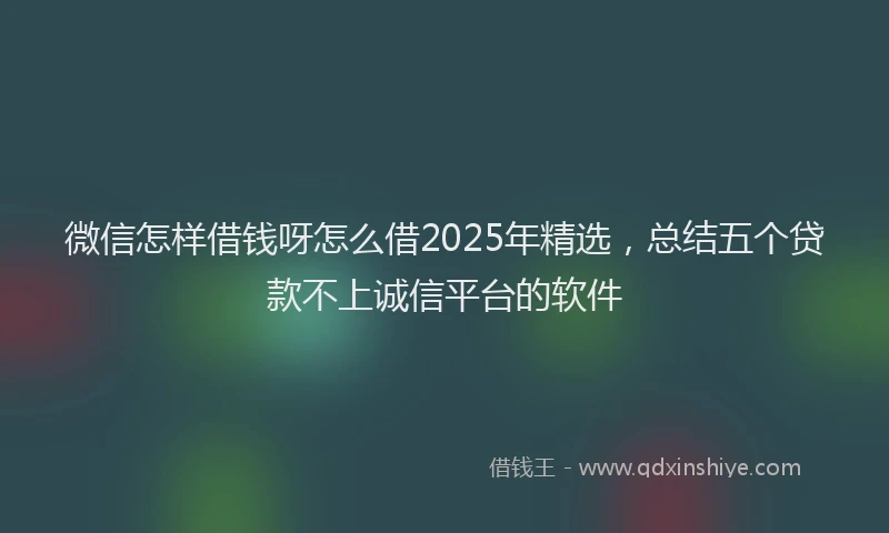 微信怎样借钱呀怎么借2025年精选，总结五个贷款不上诚信平台的软件