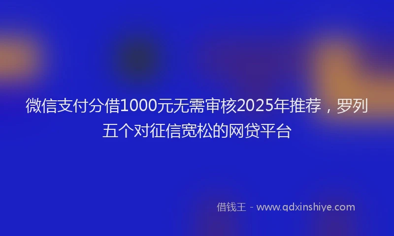 微信支付分借1000元无需审核2025年推荐，罗列五个对征信宽松的网贷平台