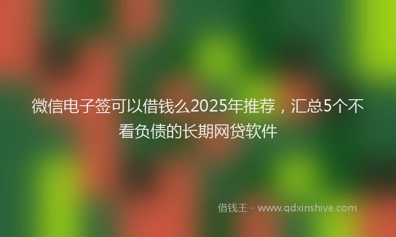 微信电子签可以借钱么2025年推荐，汇总5个不看负债的长期网贷软件
