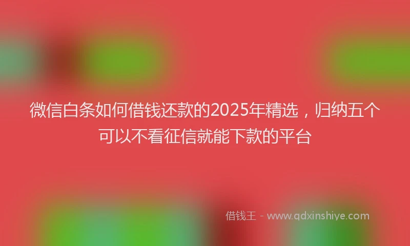 微信白条如何借钱还款的2025年精选，归纳五个可以不看征信就能下款的平台