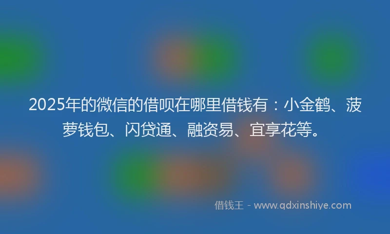 2025年的微信的借呗在哪里借钱有：小金鹤、菠萝钱包、闪贷通、融资易、宜享花等。