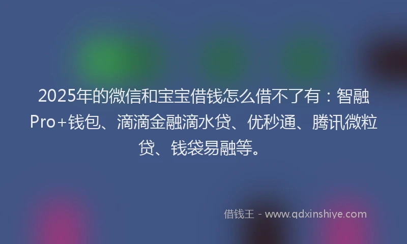 2025年的微信和宝宝借钱怎么借不了有：智融Pro+钱包、滴滴金融滴水贷、优秒通、腾讯微粒贷、钱袋易融等。