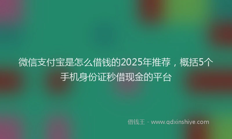 微信支付宝是怎么借钱的2025年推荐，概括5个手机身份证秒借现金的平台