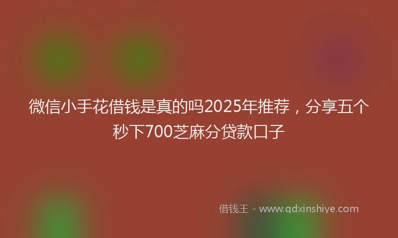 微信小手花借钱是真的吗2025年推荐，分享五个秒下700芝麻分贷款口子