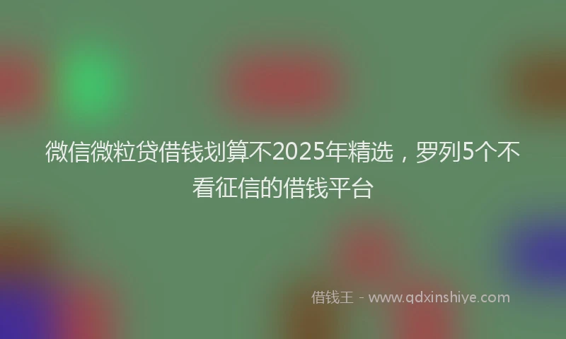 微信微粒贷借钱划算不2025年精选，罗列5个不看征信的借钱平台