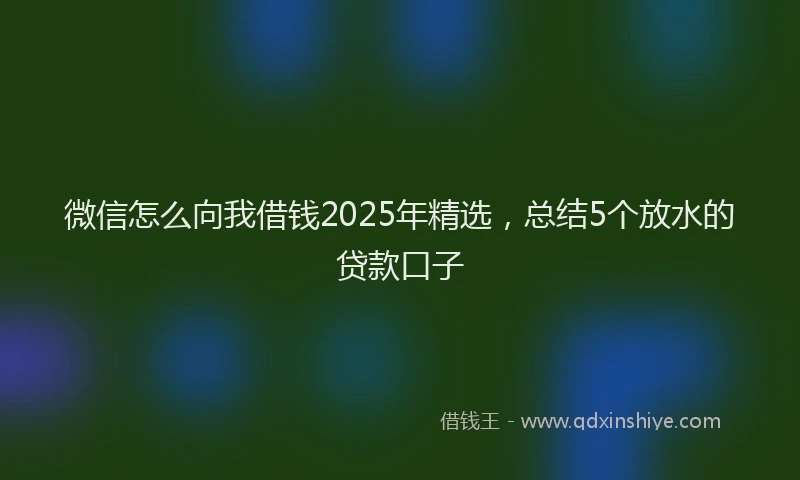微信怎么向我借钱2025年精选，总结5个放水的贷款口子