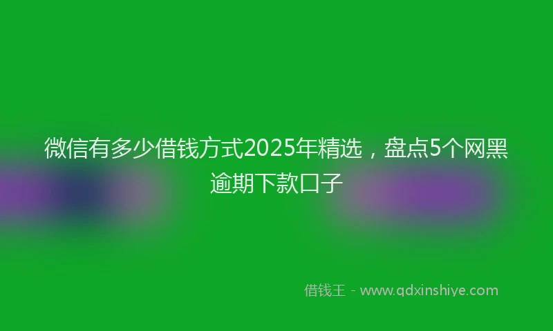 微信有多少借钱方式2025年精选，盘点5个网黑逾期下款口子