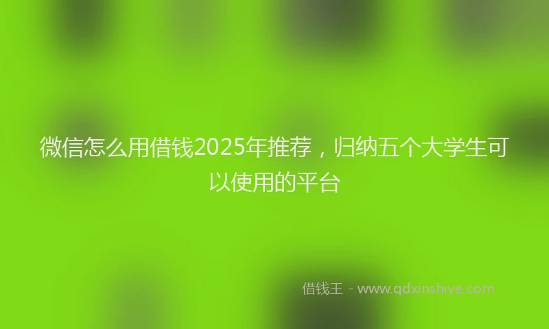 微信怎么用借钱2025年推荐，归纳五个大学生可以使用的平台
